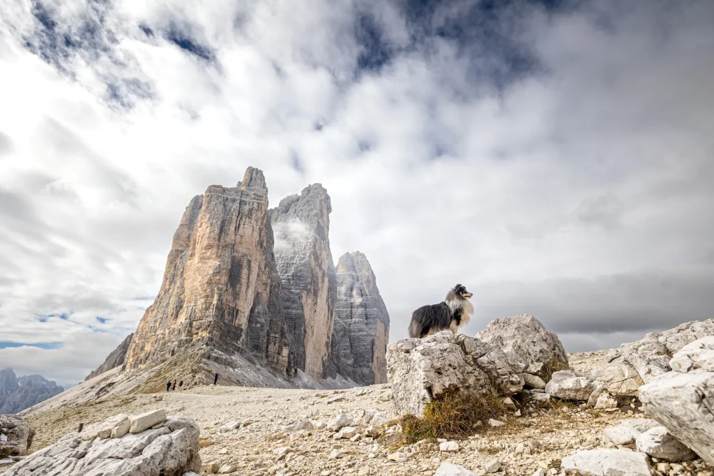 Einzigartiges Bild vor den beeindruckenden Drei-Zinnen bei Fotowanderung mit Daniela Schmid Fotografie