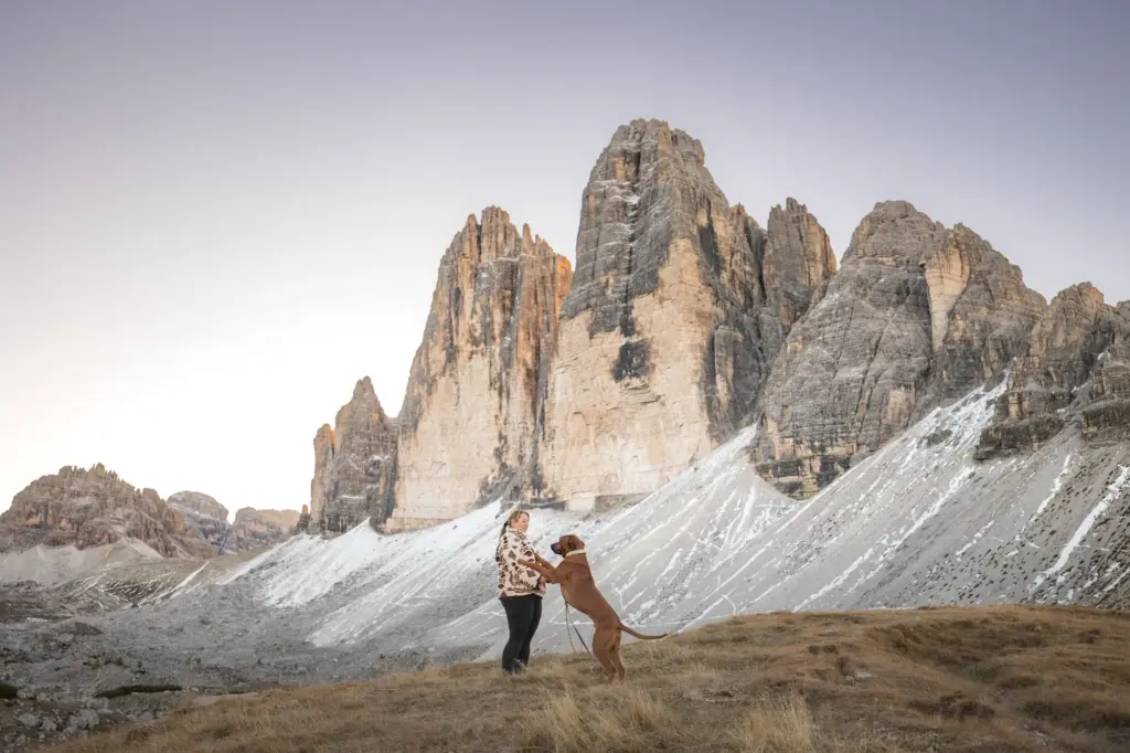 Fotoshooting mit Hund in den Bergen, Fotoshooting mit Hund Drei Zinnen